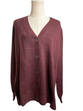 Lane Bryant 14/16 NWT Burgundy Button Front Cardigan Soft V-Neck Sweater