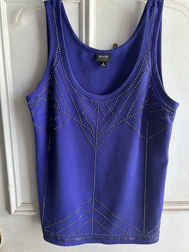 PURPLE DRESSY CHAMISOLE WITH BEADING SIZE S HAND WASH NICOLE - Picture 1 of 4