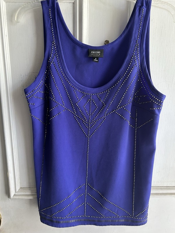 PURPLE DRESSY CHAMISOLE WITH BEADING SIZE S HAND WASH NICOLE