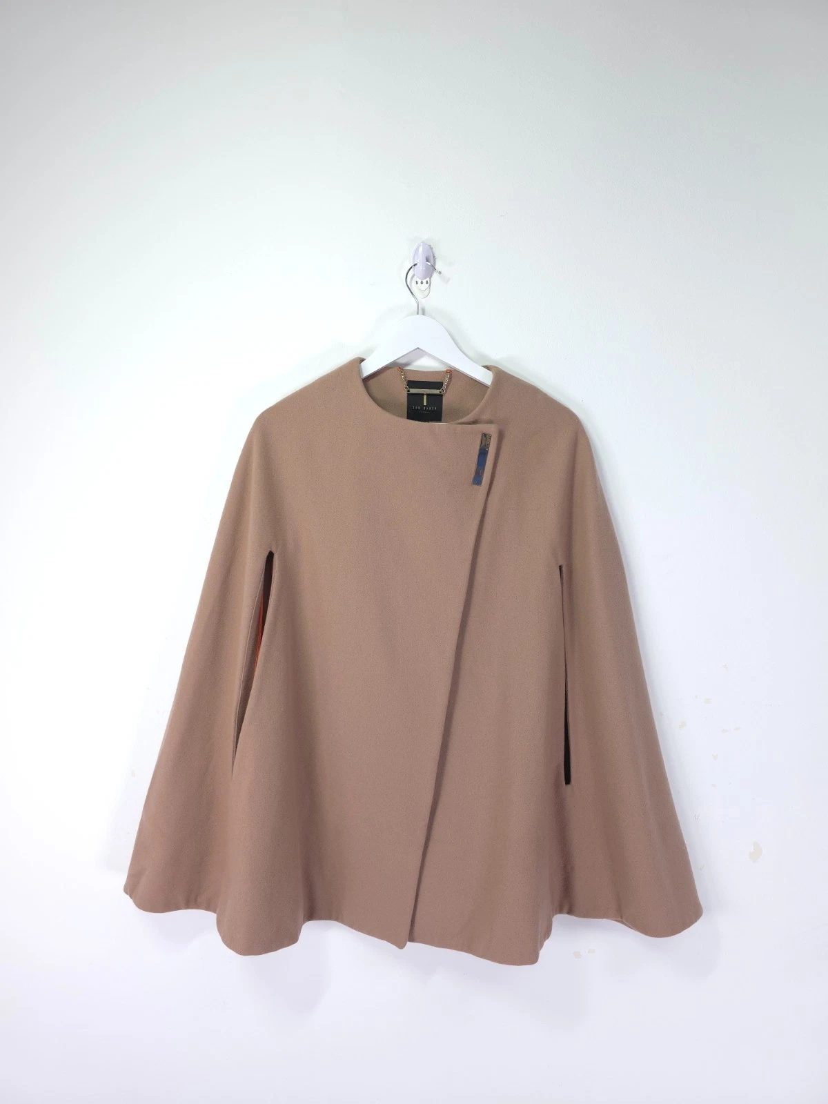 Ted Baker Vickiye Cape Small 8 10 12 Beige Wool Cashmere Batwing Jacket Poncho