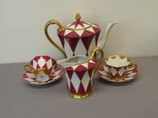 2 Kaffeegedecke Tirschenreuth, Hand- u. Goldmalerei, Kaffeekanne Milchkännchen