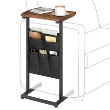 C Shaped End Table, 28.3" Side Table for Small Spaces, Couch Table with Stora...
