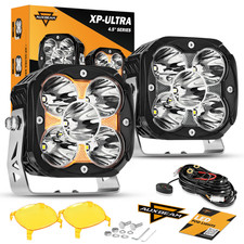 Auxbeam 5 Inch 128w Led Driving Spotlights Pods Light Bar Amber Drl Off-road 4
