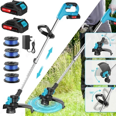 DENOTIP Für Makita Akku Rasentrimmer Freischneider Motorsense mit 2x Akku und Ladegerät