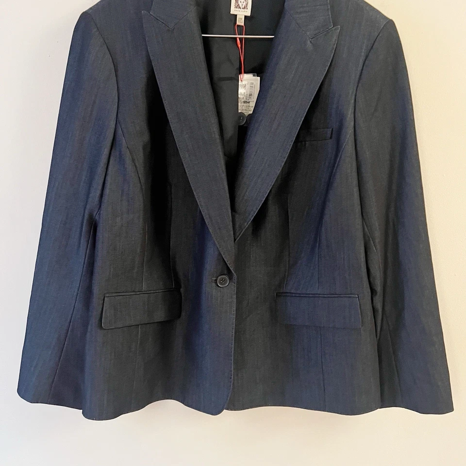 Chaqueta Blazer Anne Klein Azul Índigo Sarga Talla 20W NUEVA Foto 3 de 4