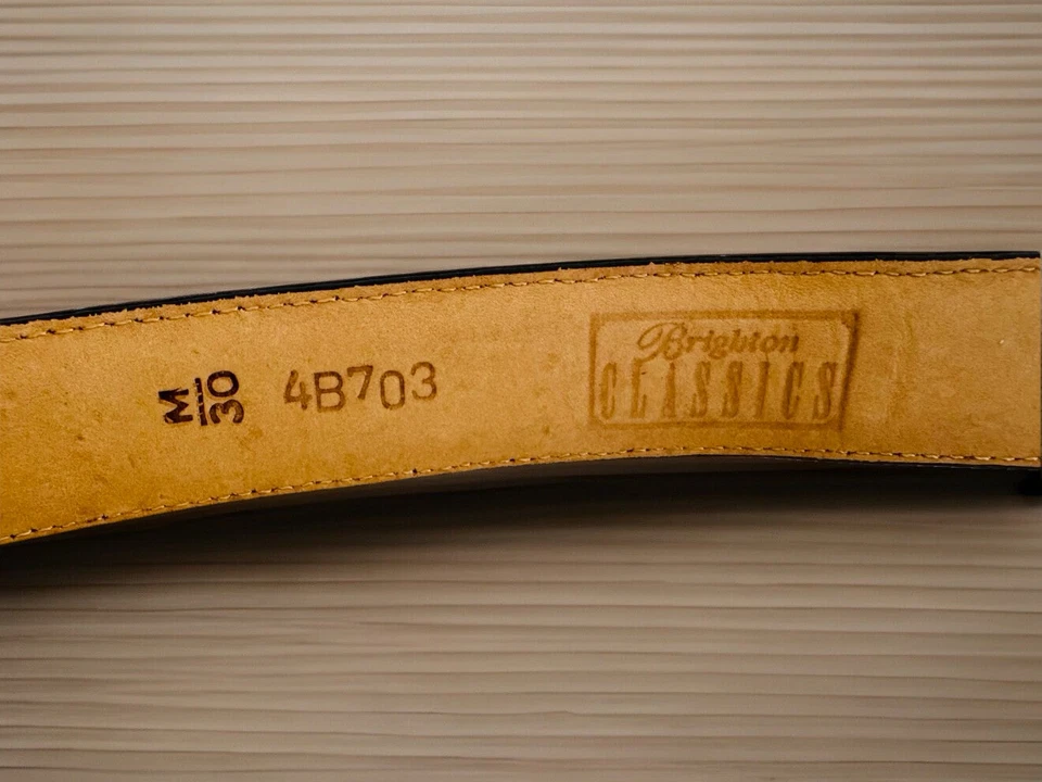 BRIGHTON CLASSICS Belt Black Reptile Leather Gold & Silver Hardware Size 30 - Image 4 of 4