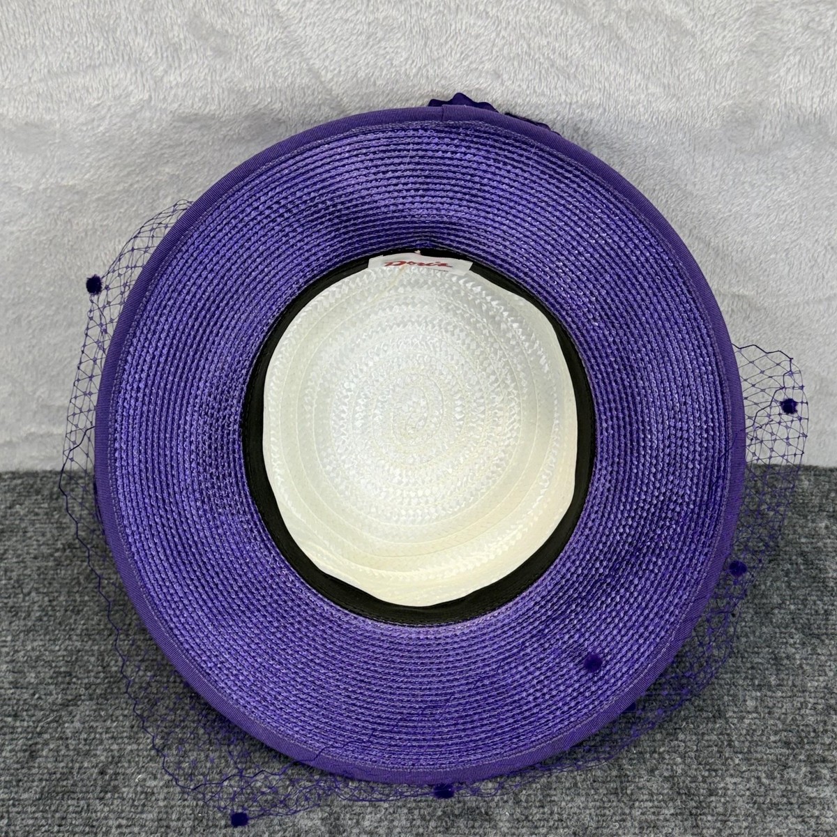 Vintage Doris Top Hat Fascinator Womens Purple Fish Net Bow Derby Church Wedding View 6