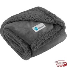 Soft Reversible Dog Blanket Plush Sherpa Fleece Pet Throw Machine Washable Cover