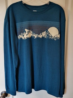 Sonoma Womens Shirt Sz L Top Blue Long Sleeve Moon Mountain Graphic Extra Large