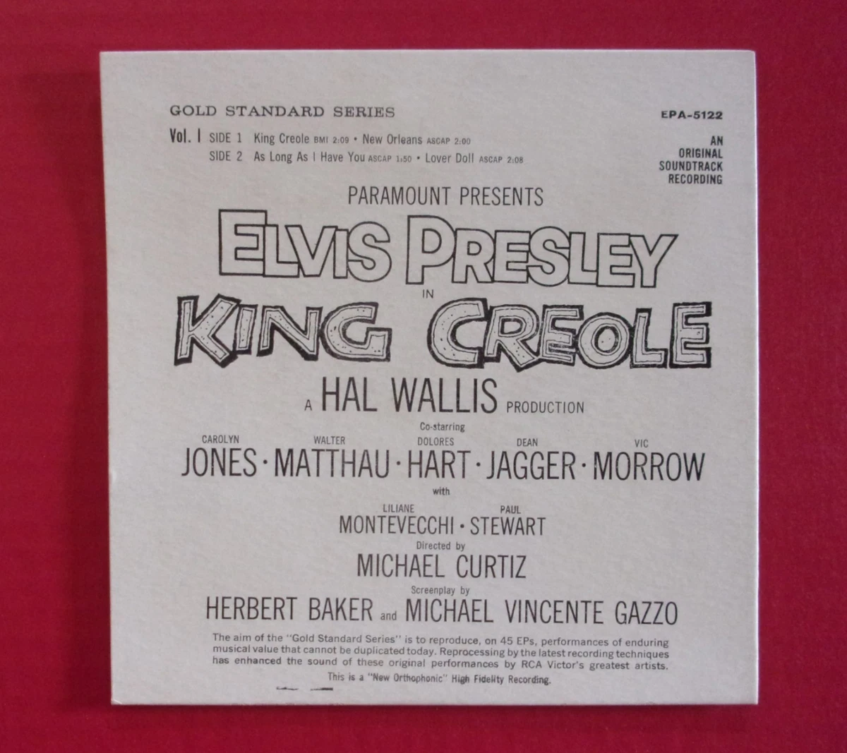 ELVIS PRESLEY - King Creole (EPA-5122) NM "Gold Standard Series" Cover!
