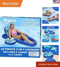 Aqua Campania 2-in-1 Pool Float Lounge with Cupholder - 250 lb Capacity