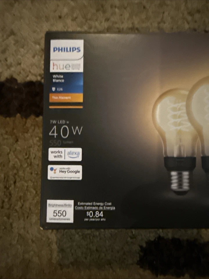Phillips Hue 571075 Smart 40W Equivalent A19 Filament LED Bulb - 2 Pack - Image 2 of 4