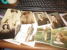 LOT OF 9 STUDIO PHOTOS MILITARY MEN 6 DIFFERENT MEN