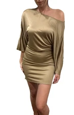Ralph Lauren Black Label New NWT Sz S Gold mini cocktail Dress stretchy silk