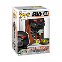 Funko Pop! Star Wars: The Mandalorian Dark Trooper & Grogu #488 Glow