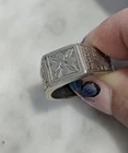 Vintage Morocco Berber Tuareg Silver Ring African Tribal Coin Hand Etched 10g