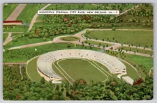 Vintage Municipal Stadium City Park New Orleans LA Linen Color Postcard Unused