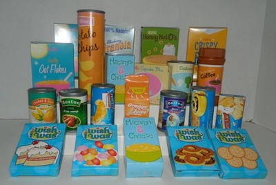 Pretend Grocery Store Play Food Toy Kid's Cardboard Cans and Boxes