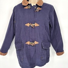 Denim  Co. Chore Jacket Cotton Corduroy Flannel Blue Toggle Snap Sz S VTG Y2K