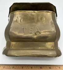 Antique Brass Tea Caddy Container Box w/ Lid & Handle, No Comp, # RP 454434