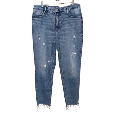 Good American The Weekender Jeans Distressed Raw Hem Size 6/28