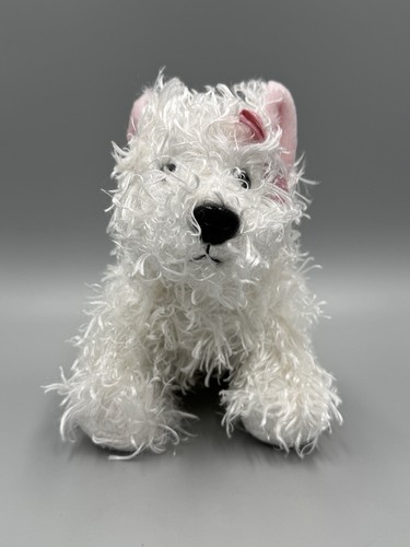 Ganz Webkinz White Terrier Puppy Dog HM106 Stuffed Animal W/ Pink Bow 8” NO CODE