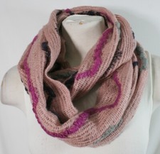 Infinity scarf,teal blue/burgundy w/zigzag print,dusty rose pink w/zigzagtexture