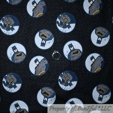 BonEful FABRIC FQ Cotton Quilt Black Gray Dark Night Batman Super Hero Boy Dot L