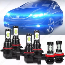 Azul Faros LED HI / LO Beams + luces antiniebla para for Honda Civic 2006-2015