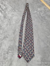 Oscar De La Renta Mens Tie Geometric blue Multicolor Silk Made In USA