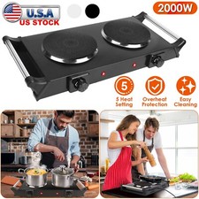 2000W Portable Electric Double Burner Hot Plate Cooktop Stove Cooking Countertop