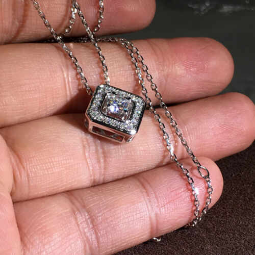 Pendentif femme charme collier argent 925 cubique zircon bijoux anniversaire - Photo 1 sur 5