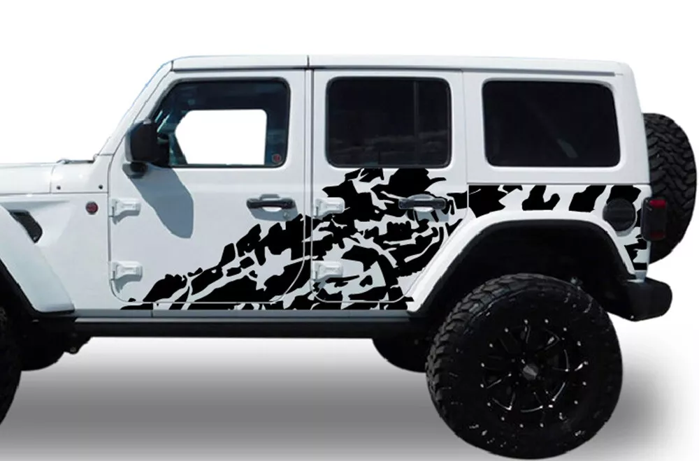 Calcomanía de vinilo para Jeep Wrangler JL JK Splash diseño gráfico pegatina envoltura distorsionada wrap cost Calcomanía de vinilo para Jeep Wrangler JL JK Splash diseño gráfico pegatina envoltura distorsionada