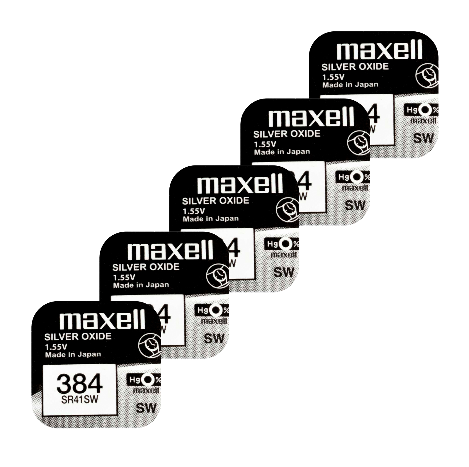 5 Maxell 384 392 SR41SW Batteries Silver 1.55V Watch Battery Exp 2024