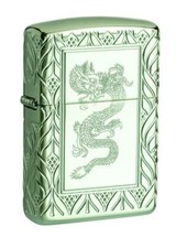 Zippo 49054, "Elegant Dragon Design" High Polish Green Lighter, Multi-Cut