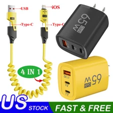 65W Wall Charger, 65W 4-in-1 USB C 5FT Fast Charging Cable For All Cell Phone 