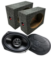 2x Hifonics ZS693 Zeus 6x9" 400 W Car Speakers + 2x Audiotek 6x9" Speaker Box