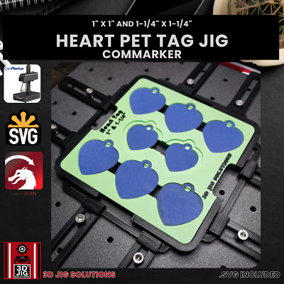 ComMarker Heart Pet Tag Jig | Laser Engraving Template for 2 Sizes
