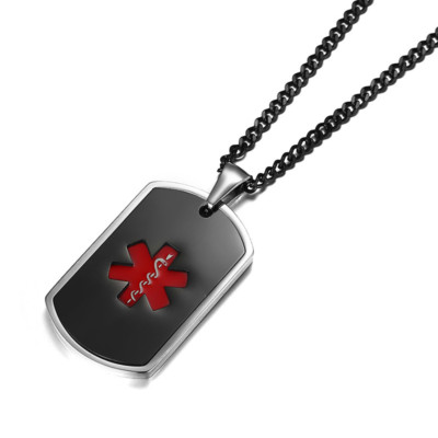 SOS Medical Alert ID Name Dog Tag Men Women Necklace Pendant Customize ...