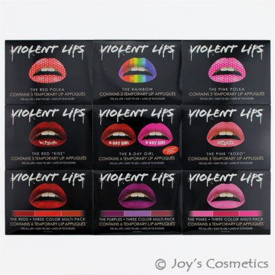 2 VIOLENT LIPS Temporary Lip Tattoo Sticker ''Pick Your 2 Type'' - Total 6 sheet  