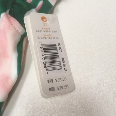 NWT Gymboree 2T Baby Girl 1-piece Rash guard Swim Suit pink green