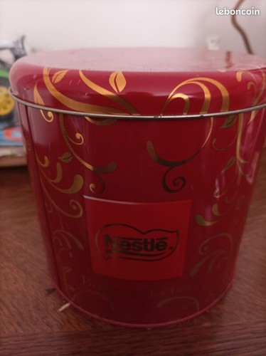 Boite ronde en métal émaillé rouge et blanc Coca Cola - Arts de la table