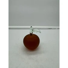 Vintage Crowning Touch Frosted Peach Art Glass Paperweight Taiwan