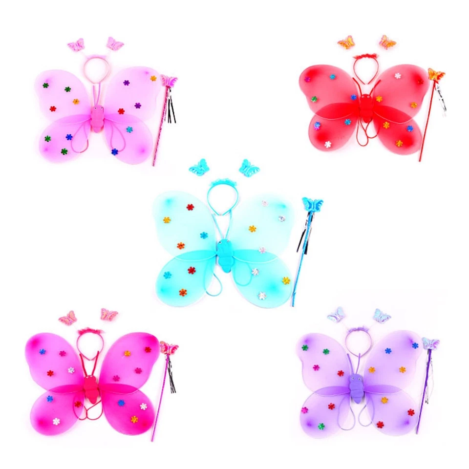 Light up Butterfly Wing with Wand Headband LED Fairy Princess Wing Party Costume - Image 2 of 4