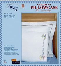 Jack Dempsey EMBROIDERY STAMPED Perle Edge  Pillow Case “LITTLE BOYS” 472 Truck