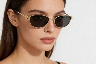 New In Box Tiffany & Co. Classic Oval Sunglasses Women Luxury Gold T-Logo Frame