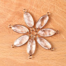 10pcs Natural White Crystal Stone Oval Pendants Connector DIY Jewelry 10x20mm