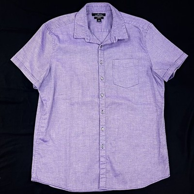 Marc Anthony Men's XL Purple Stretch Slim Fit Button Shirt Short Sleeve Cotton