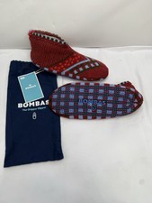 Bombas Gripper Sherpa Lined Slippers Maroon House Shoes Socks Size Large