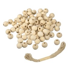 100Pcs Wooden Beads, 20mm/0.8inch Natural Color Ball Spacer Bead 6mm Hole